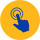 Icon finger on yellow circle
