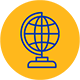 Icon globe on yellow circle