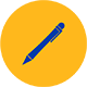 Icon blue pencil on yellow circle