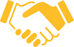 Handshake icon, yellow