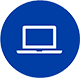 Laptop icon on blue circle, small