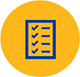 Checklist icon on yellow circle, small