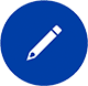Pen icon on blue circle, small