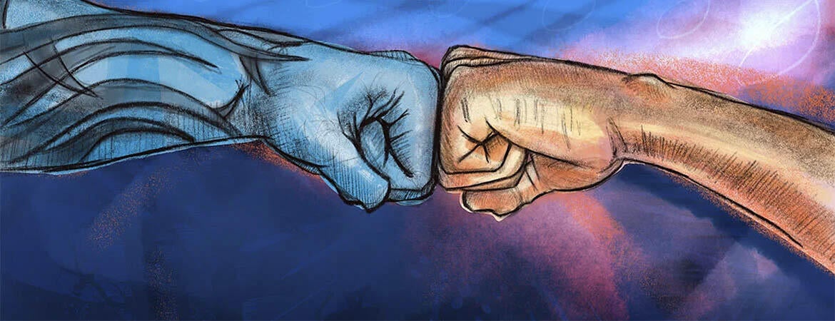 Fist bump artwork by Robert Almanzar/UCR