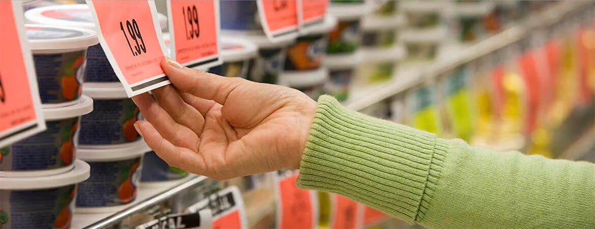 Price tags in a store
