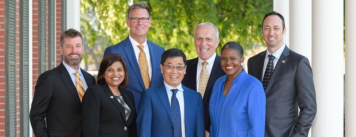 UCR Business Executive Fellows 2024-25 with Dean Wang and Chancellor Wilcox
