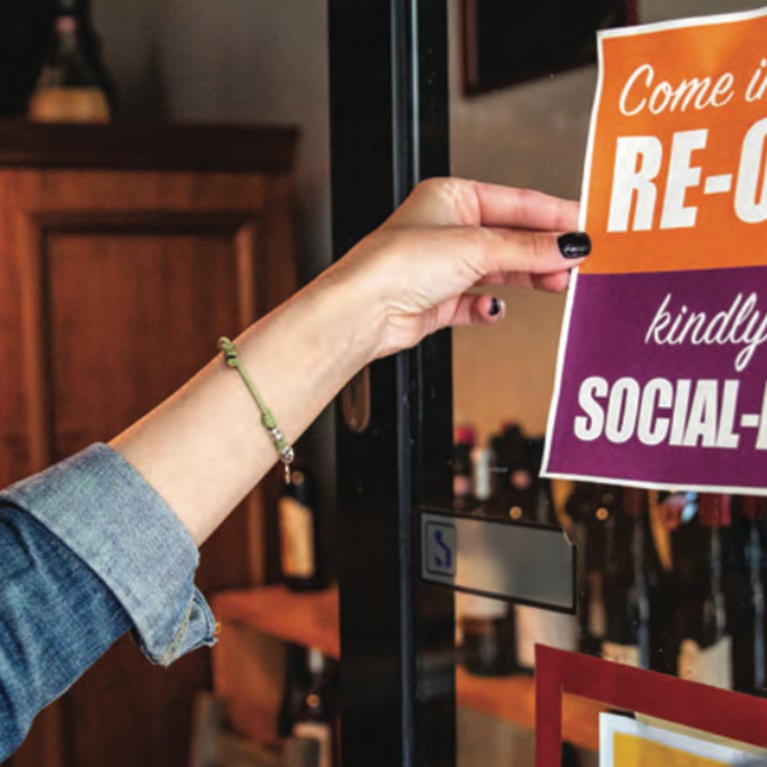 small business reopening, woman wearing mask