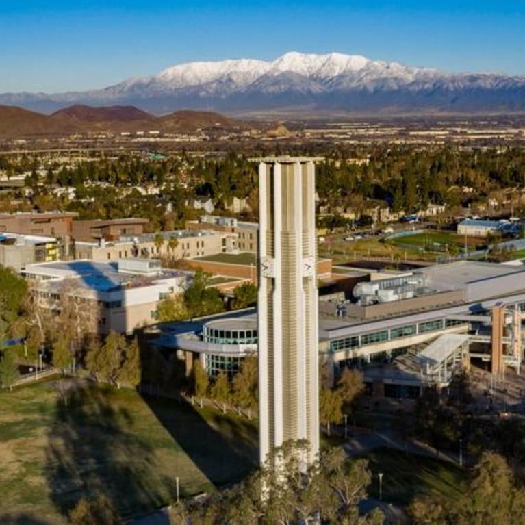 UCR campus with snowcapped mountains