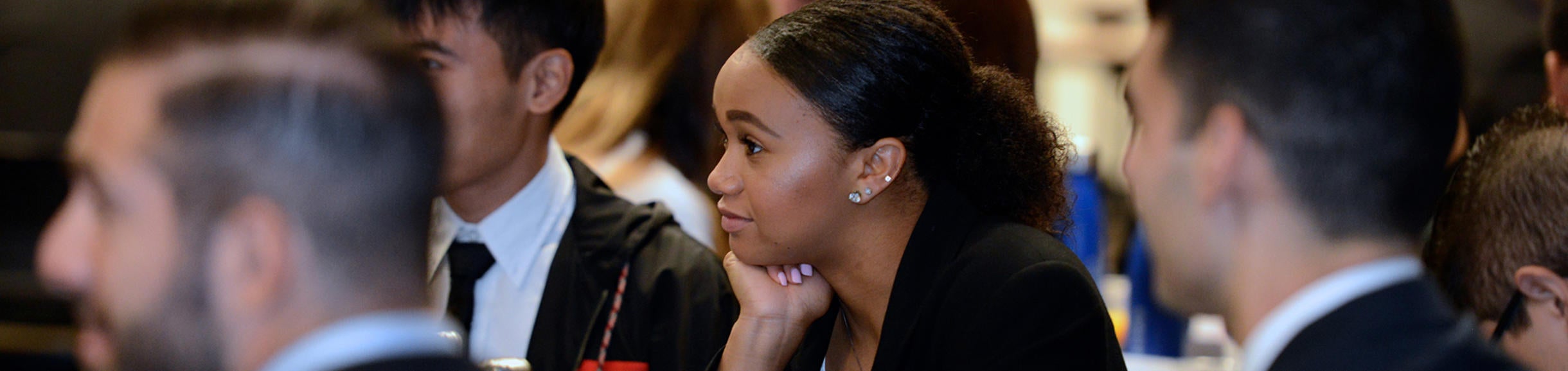 MSBA students listening to a speaker