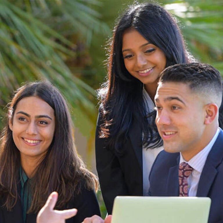 Grad student at Anderson Hall, UCR School of Business