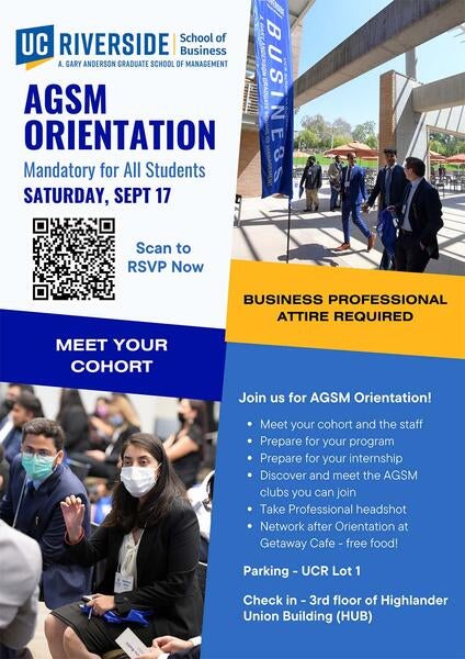 AGSM Orientation September 17, 2022 flyer