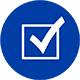 Icon checkmark on blue circle