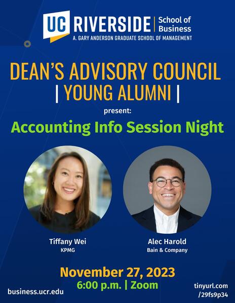 Accounting Info Session Night, DAC-YA flier