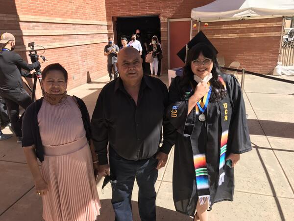 Darlyn Garcia, 32, with her parents, Hortencia and Simon Garcia, on Saturday, June 12, 2021. (UCR/Sandra Baltazar Martínez)