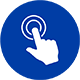 Icon finger on blue circle