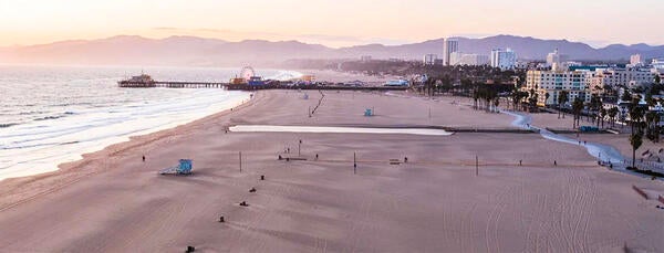 Santa Monica beach, CA, during lockdown