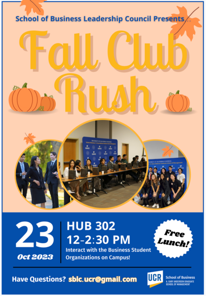 SBLC Fall 2023 Club Rush poster