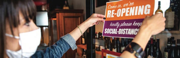 small business reopening, woman wearing mask