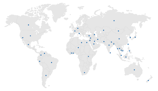 Map of International Program students' origins 2021