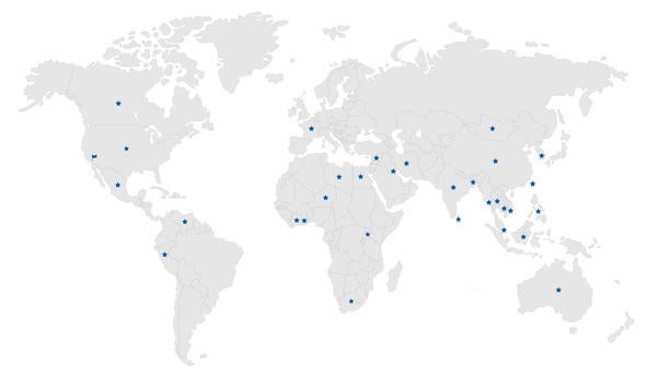 Map of Countries and Territories Represented 