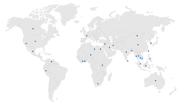 Map of Countries and Territories Represented 