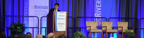 Dean Wang speaking at the Economic Forecast Conference 2019