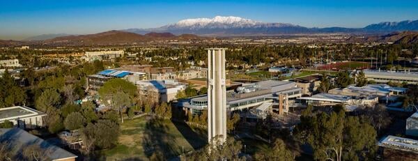 UCR campus with snowcapped mountains