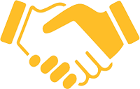 Handshake icon, yellow