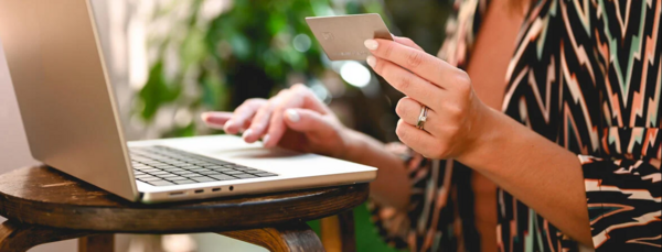 Laptop and credit card close-up