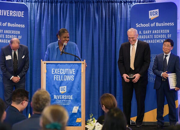 Executive Fellows Installation Dinner 2024, On Stage with Hilda Kennedy