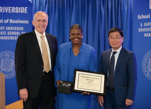 Executive Fellows Installation Dinner 2024, Chancellor Kim A. Wilcox, Hilda Kennedy, Dean Yunzeng Wang