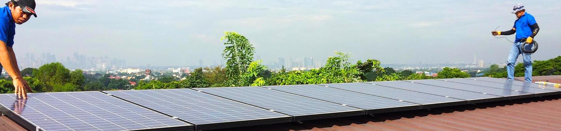 Solar panel installation on rooftop