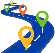 Blue Roadmap with location pins
