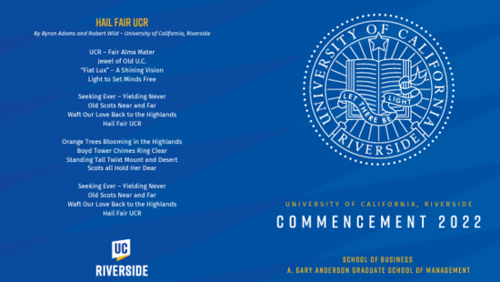 2022 UCR Business Commencement Program placeholder