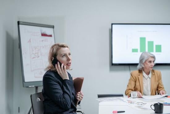 2 business women in a meeting