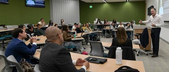 Rod McDermott Lecturing to UCR School of Business Graduate Students