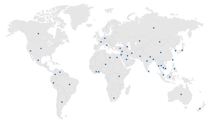 Map of International Program students' origins 2021
