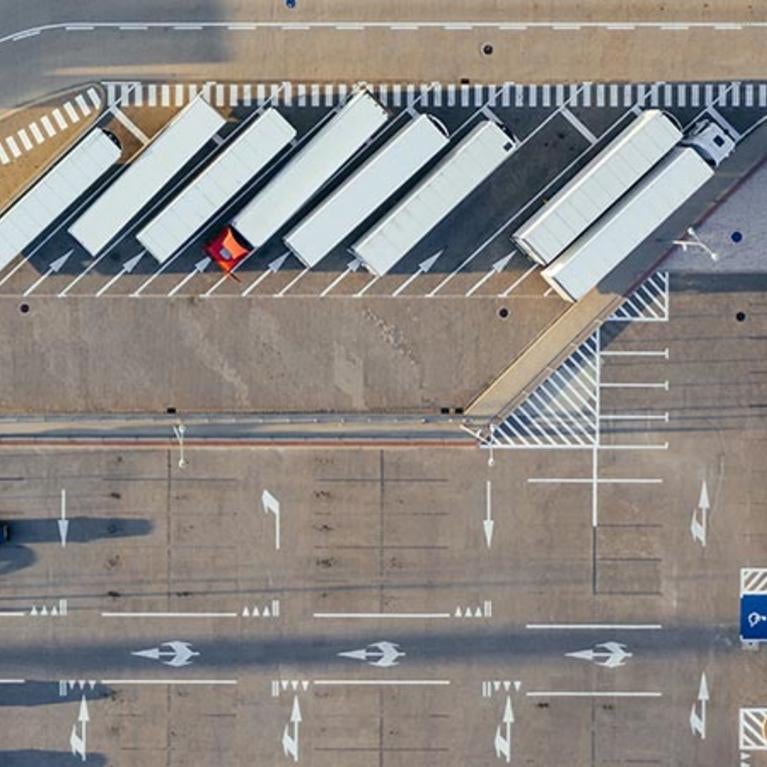 Trucks, aerial image / unsplash.com